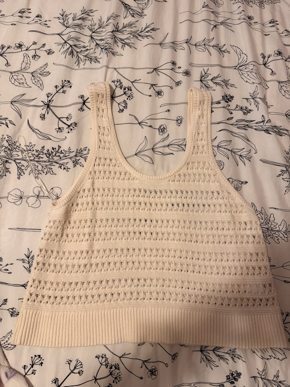 Cream Open-Knit Tank Top